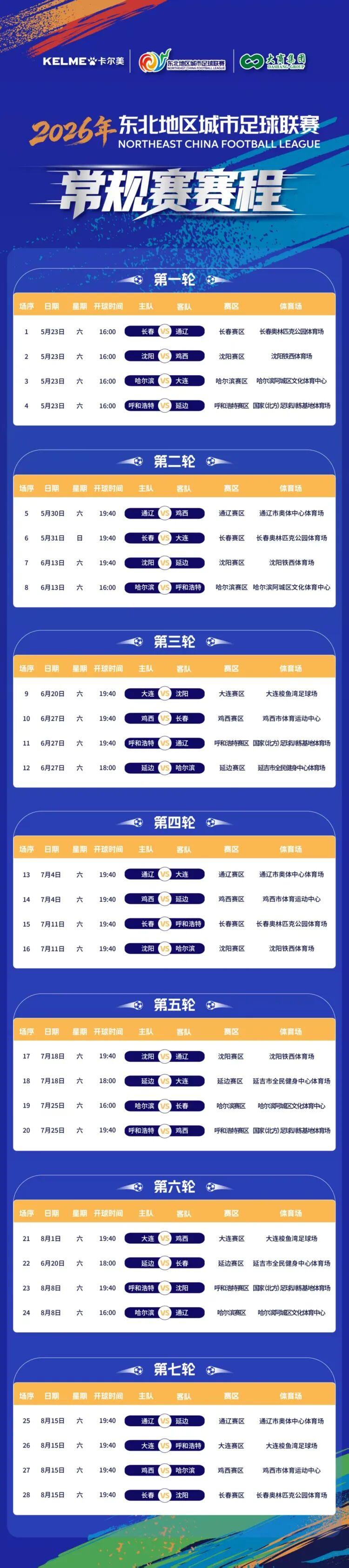 九游娱乐-东北超赛程出炉！6月20日“吉林德比”将精彩上演